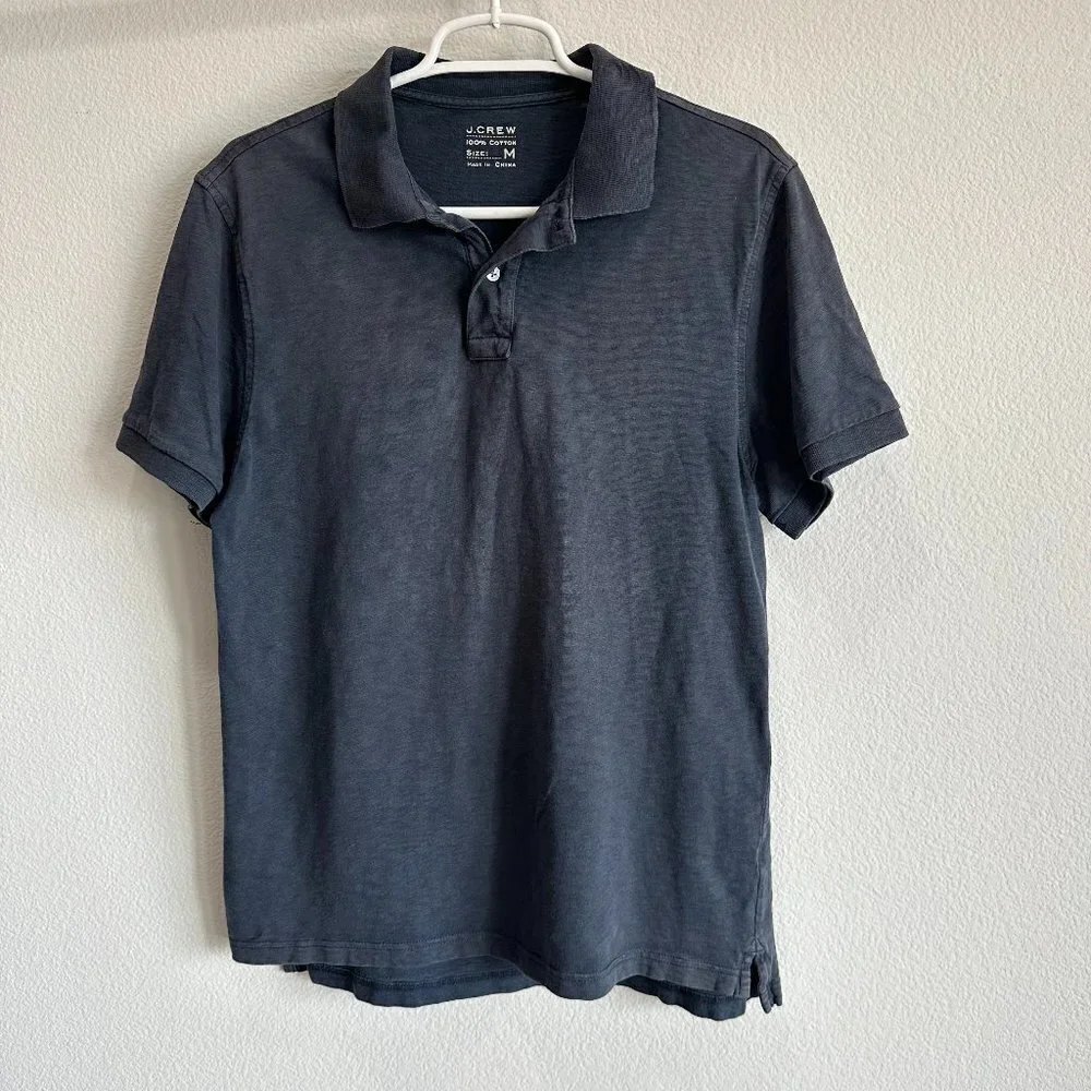 J.Crew Faded Navy Blue 100% Cotton Short Sleeve Polo Shirt Top